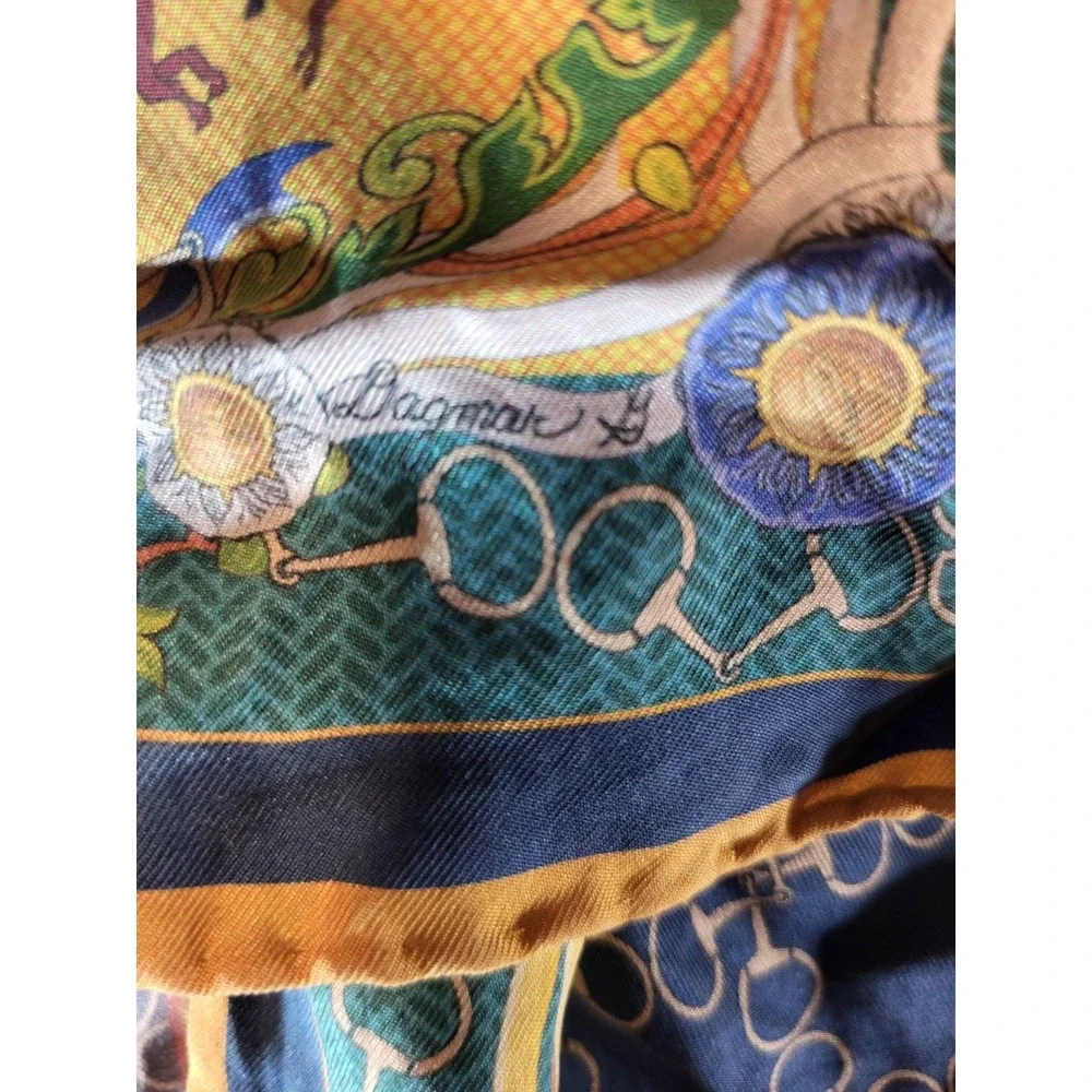 Dagmar‎ G Rectangle 100% Silk Equestrian Scarf Horses